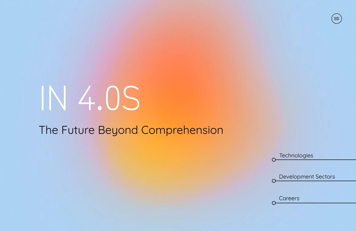 Soft blue background with orange abstract shape, original website draft